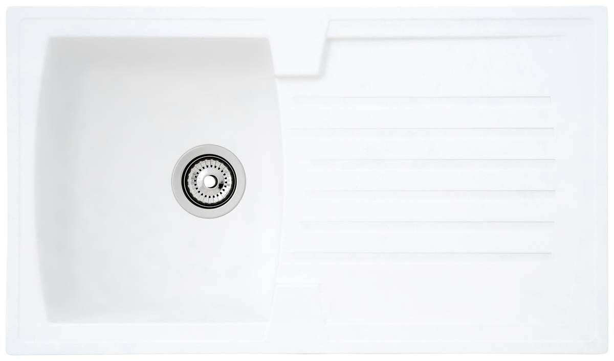 Respekta Einbauspüle Boston 86 x 50 W weiß Mineralite B/H/T: ca. 86x20x50 cm