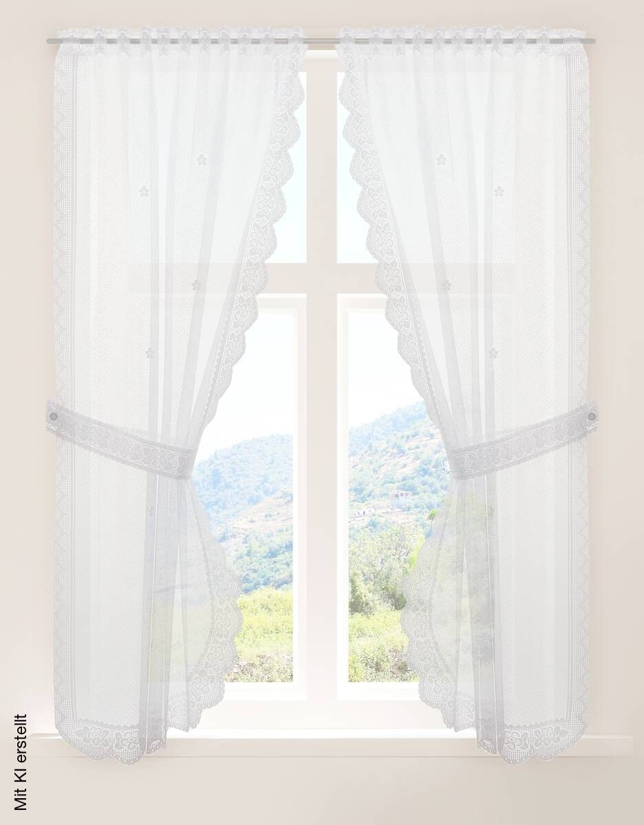 creative lifestyle Landhausgardine Bern weiß 100% Polyester B/L: ca. 90x160 cm