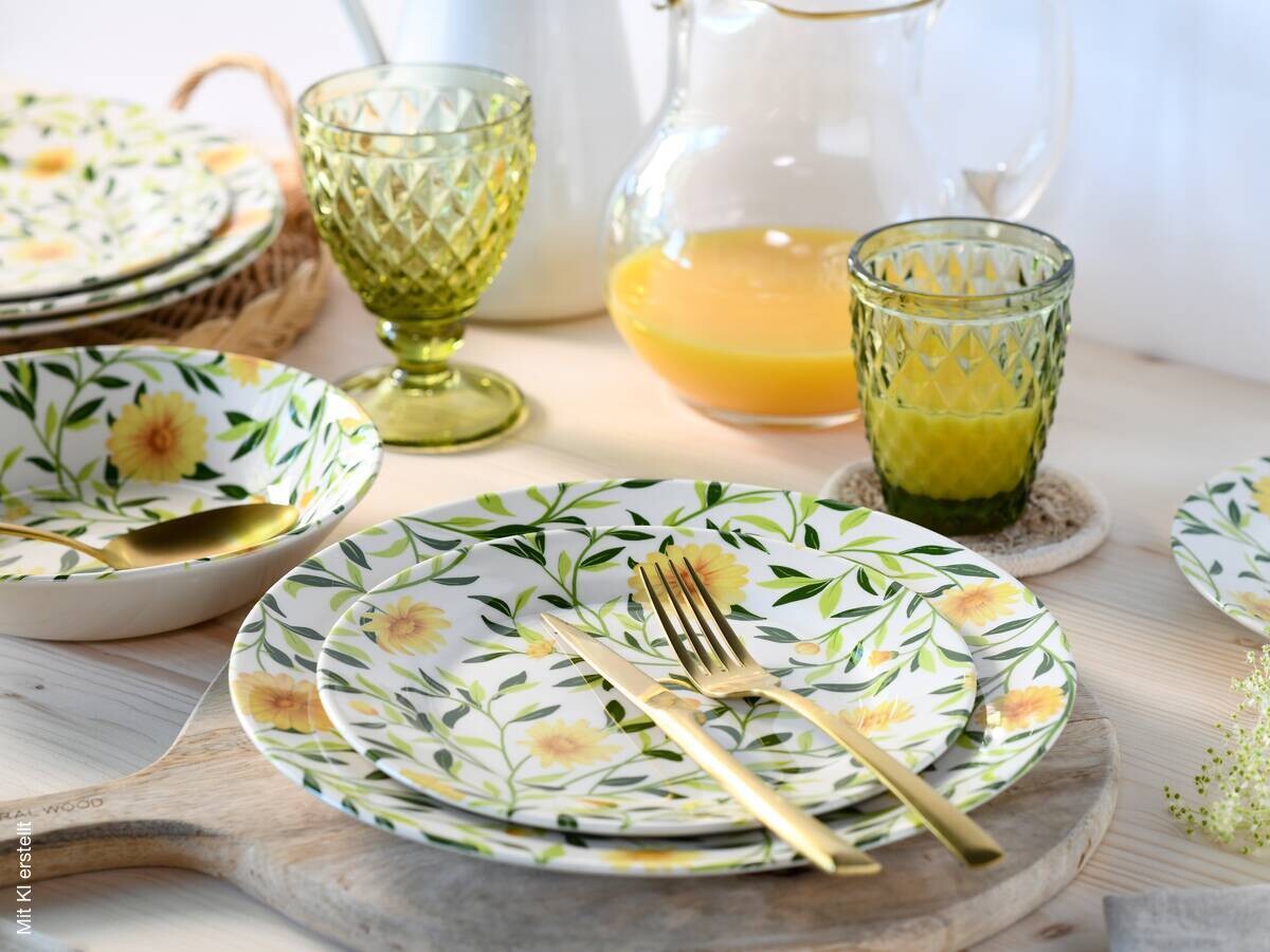 CreaTable Tafelservice Amarilla gelb Steingut 12 tlg.