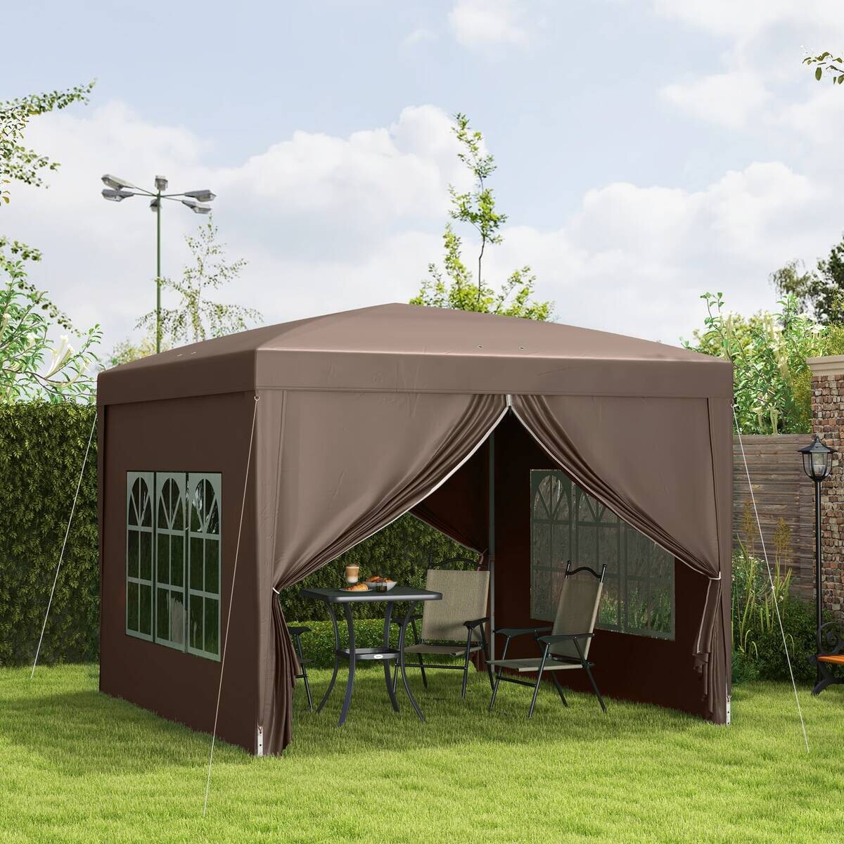 Outsunny Pavillon kaffee Polyester B/H/L: ca. 295x258x295 cm