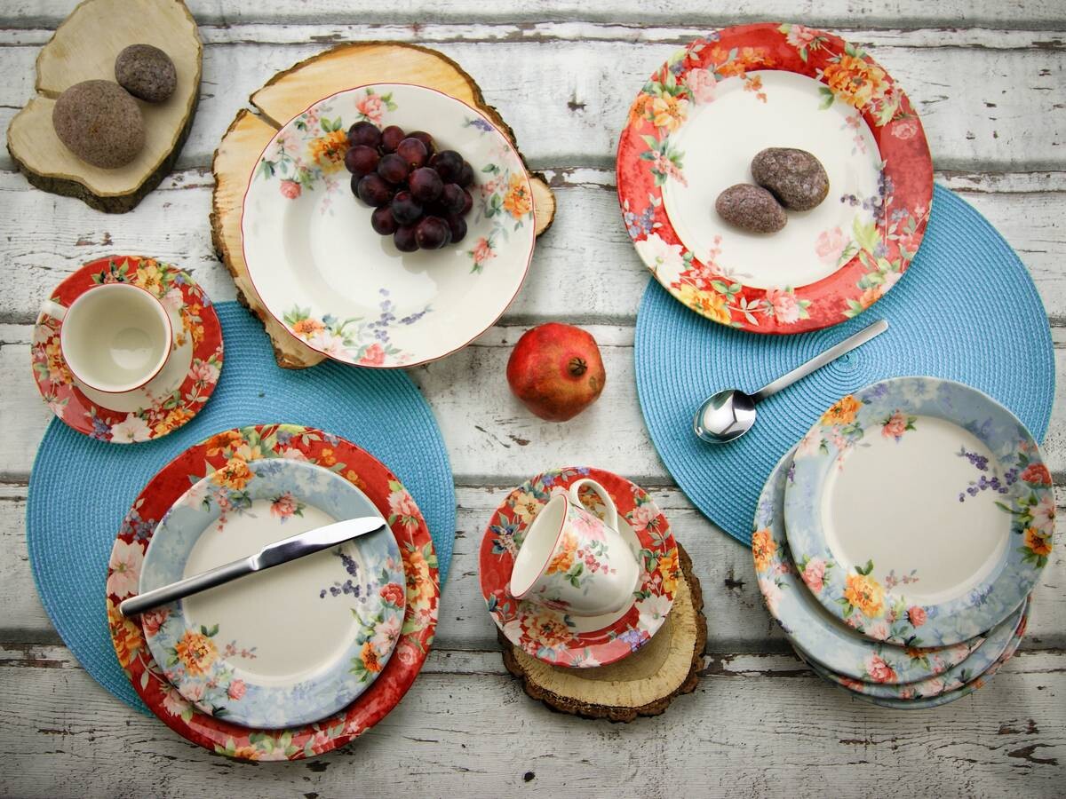 CreaTable Kombiservice Crimson multicolor Steingut 30 tlg.