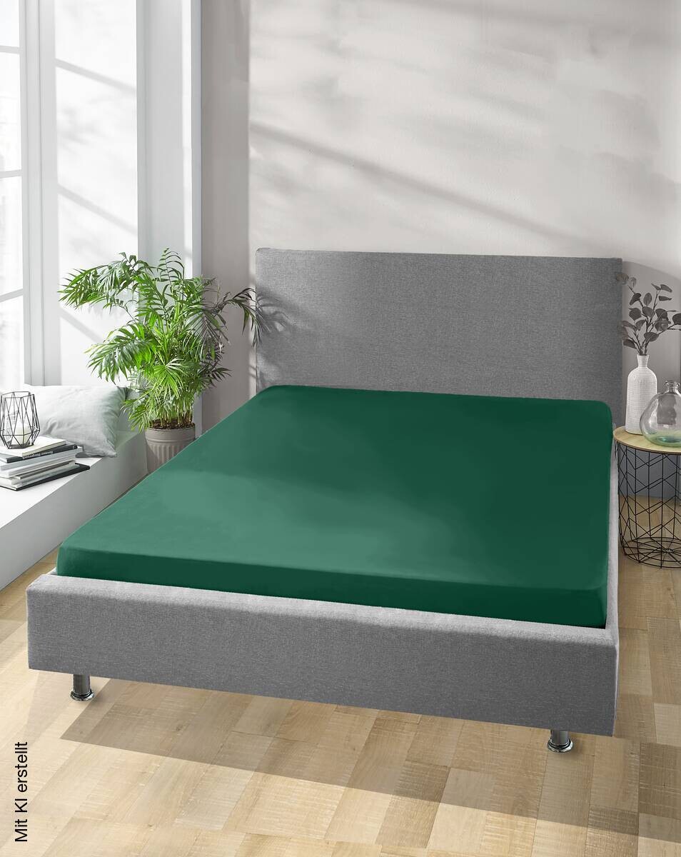 Jersey Spannbetttuch petrol Baumwolle B/H/L: ca. 100x28x200 cm