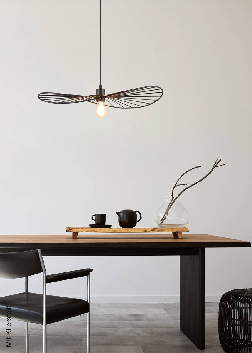 Reality Pendelleuchte R31451032 Chapeau schwarz Metall H/D: ca. 150x60 cm E27 1 Brennstellen