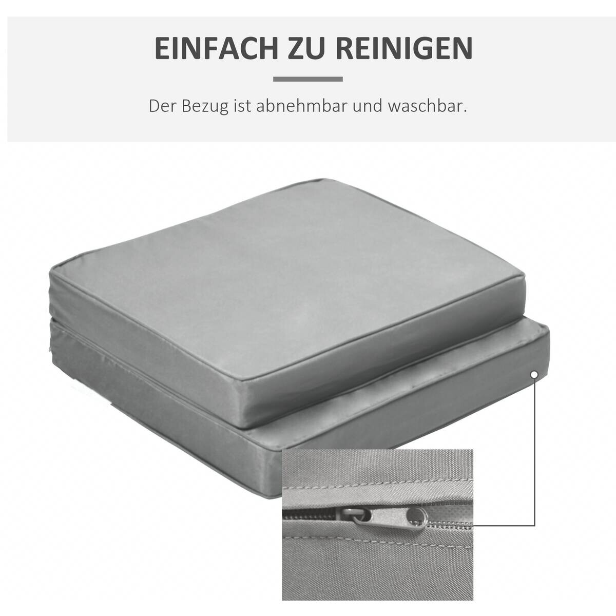 Outsunny Sitzkissen-Set hellgrau Polyester B/H/L: ca. 52x7x56 cm