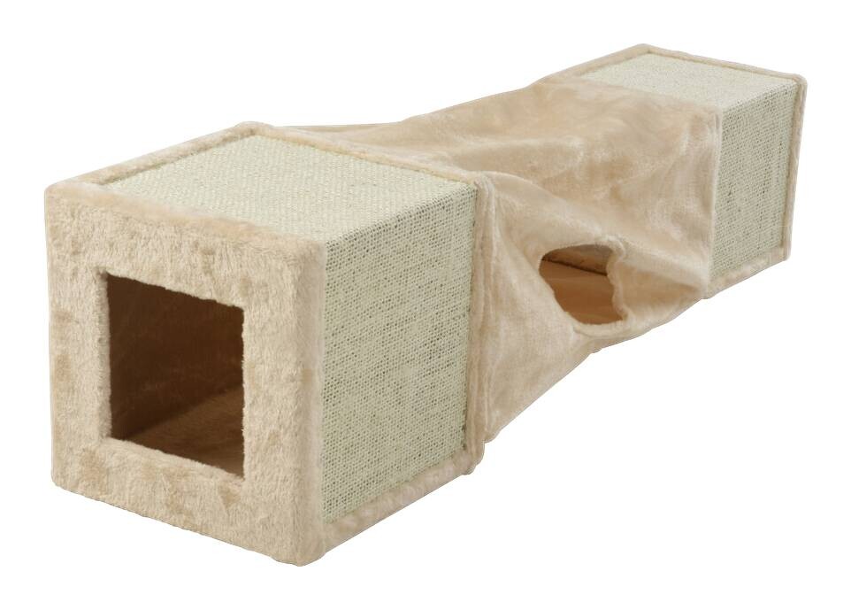 Katzenkratztunnel beige Stoff B/H/L: ca. 10,6x29x29 cm