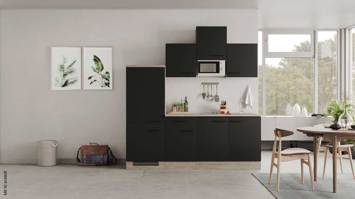 Küchenblock Capri schwarz matt B/H/T: ca. 210x226x60 cm