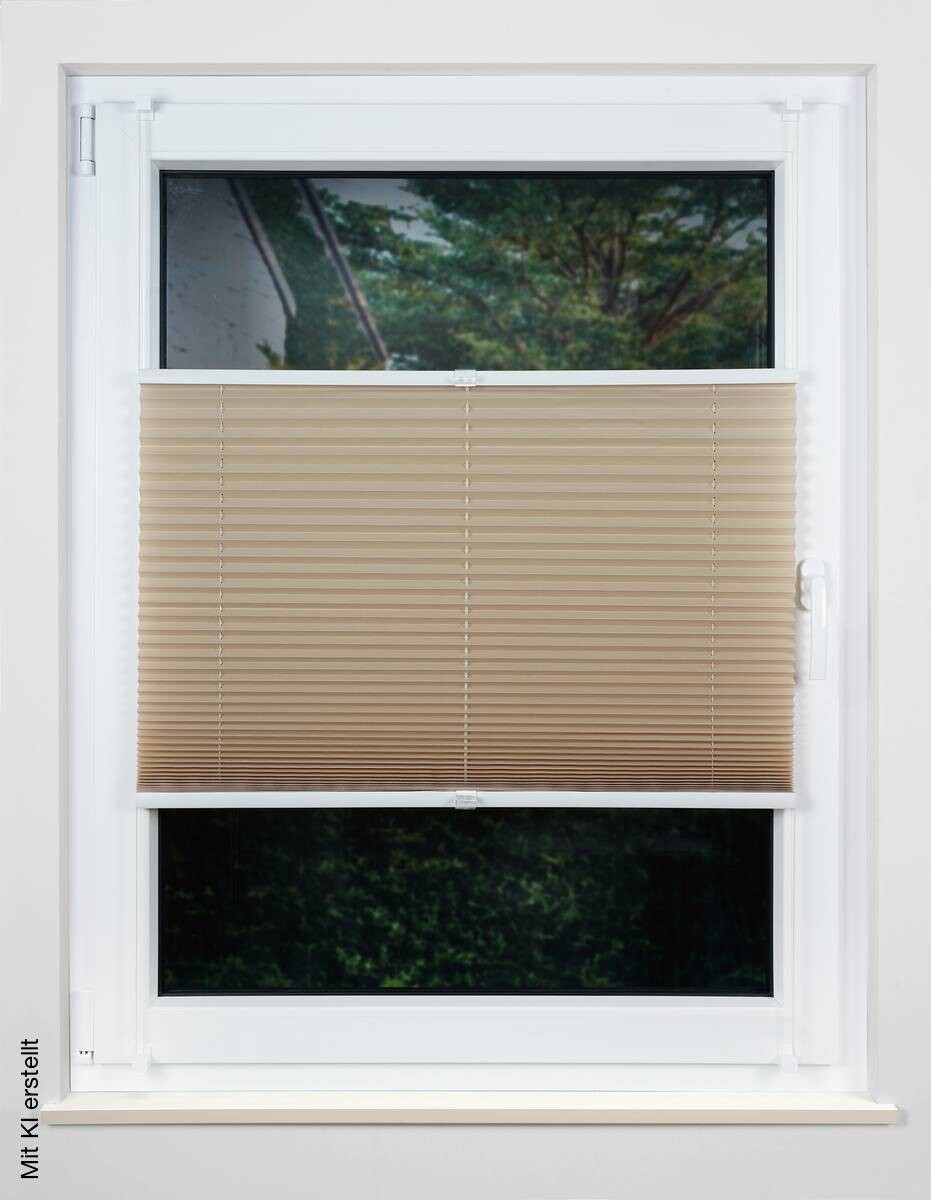 Hochwertiges Klemmplissee sand B/L: ca. 50x130 cm