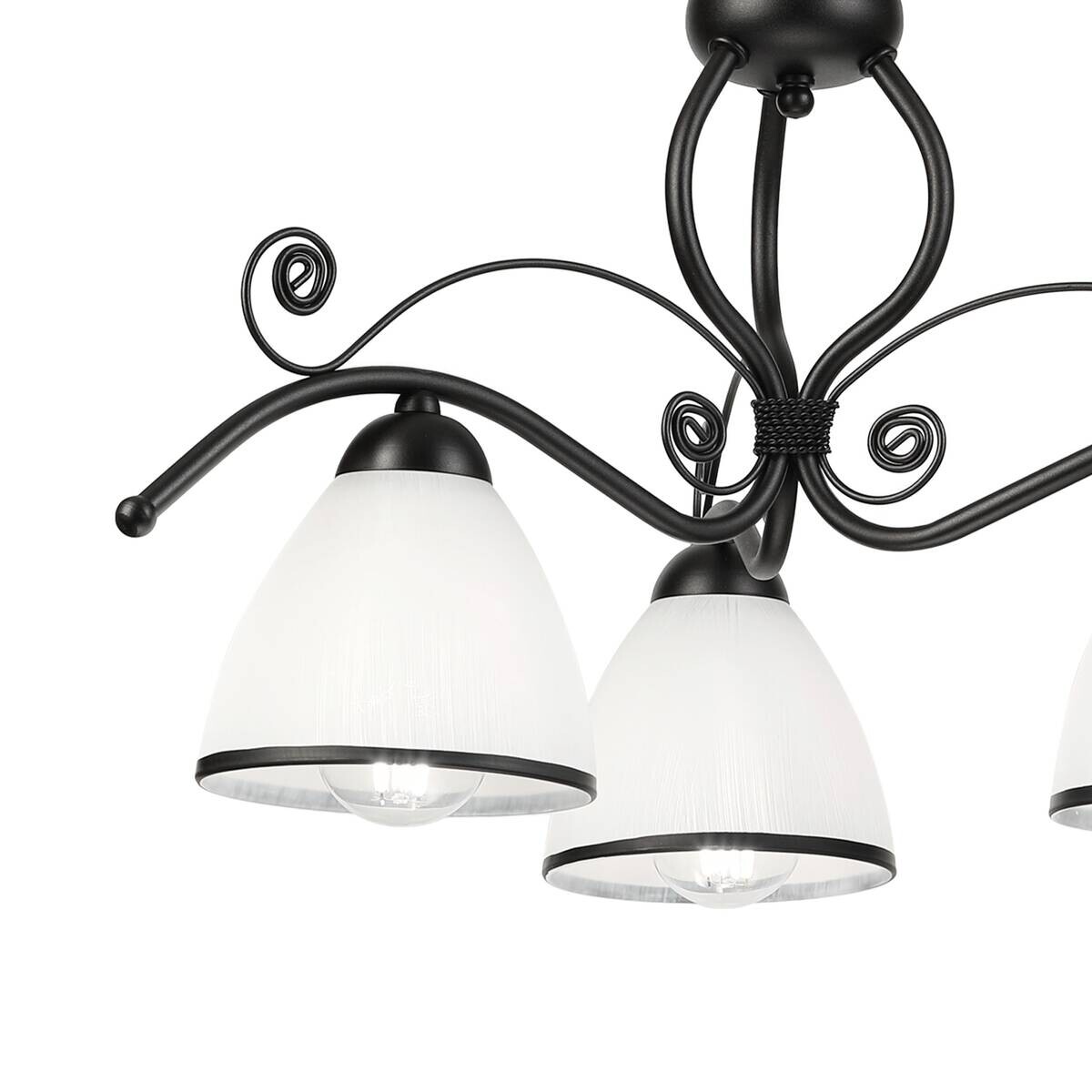 Lamkur Pendelleuchte beige weiß Stahl Glas B/H/L: ca. 41x73x41 cm E27 3 Brennstellen