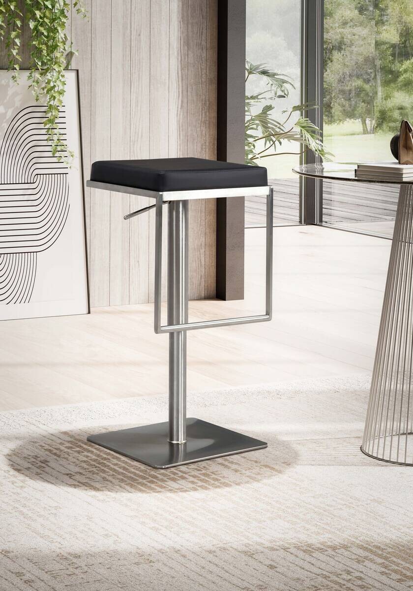 Barhocker schwarz Kunstleder B/H/T: ca. 38x91x39 cm