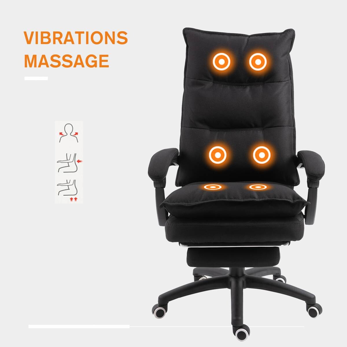 Vinsetto Massagestuhl MH02-0758 schwarz Schaumstoff Nylon