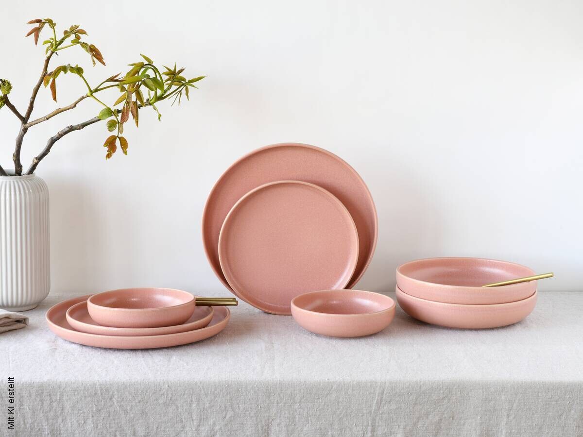 CreaTable Tafelservice Uno Rusty rosé Steinzeug 8 tlg.