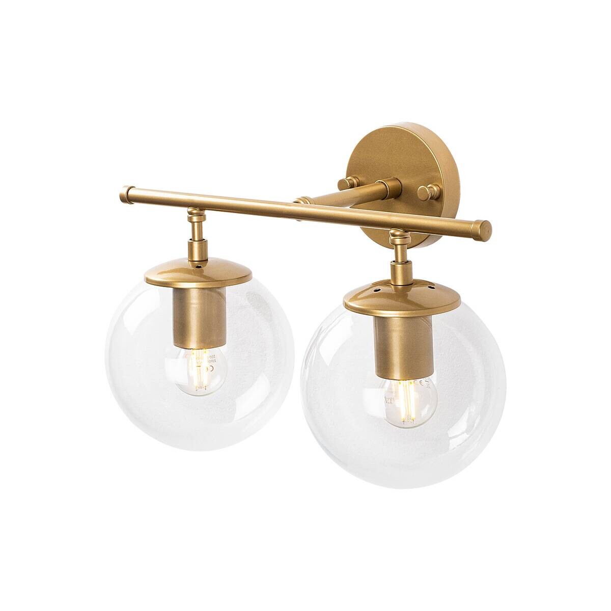 Opviq Wandleuchte gold Metall Glas B/H/L: ca. 24x16x36 cm E14 2 Brennstellen