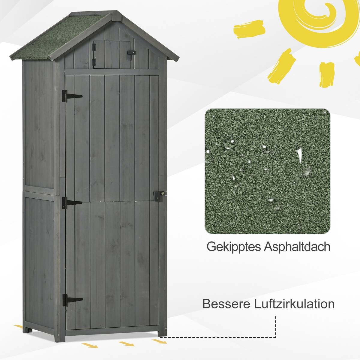 Outsunny Gartenhaus grau B/H/L: ca. 54x179x77 cm
