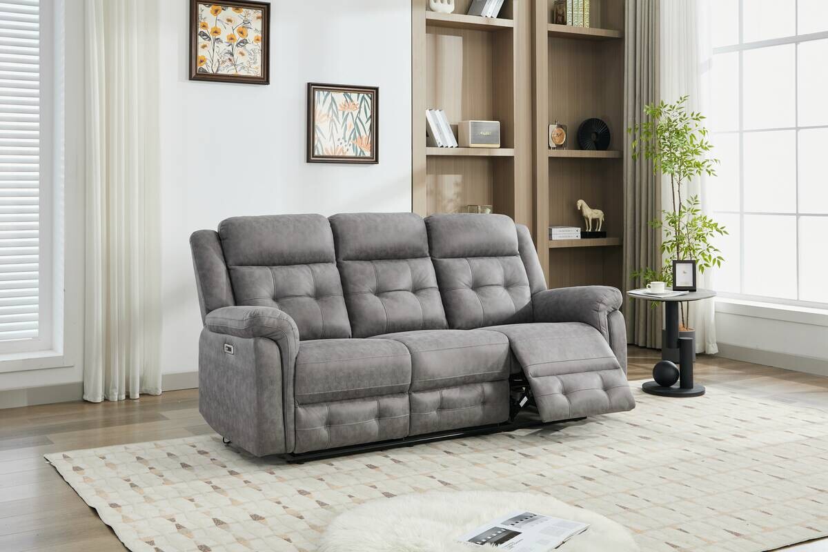 Sofa Philip grau Microfaser B/H/T: ca. 208x103x95 cm