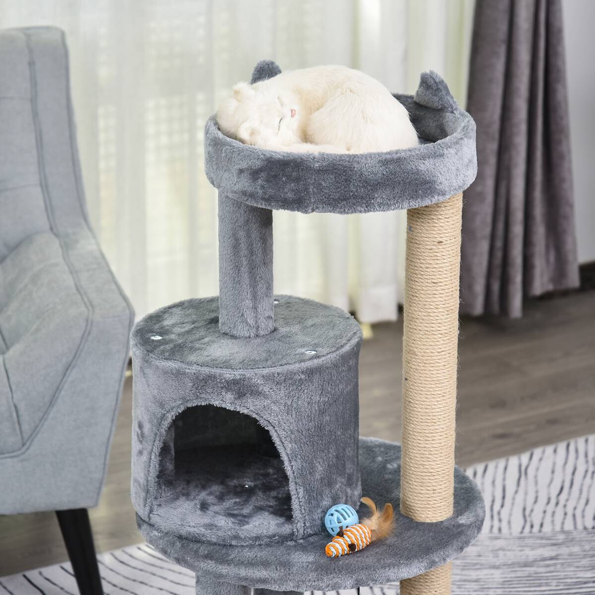 PawHut Katzenbaum grau Sisal B/H/L: ca. 48x104x48 cm