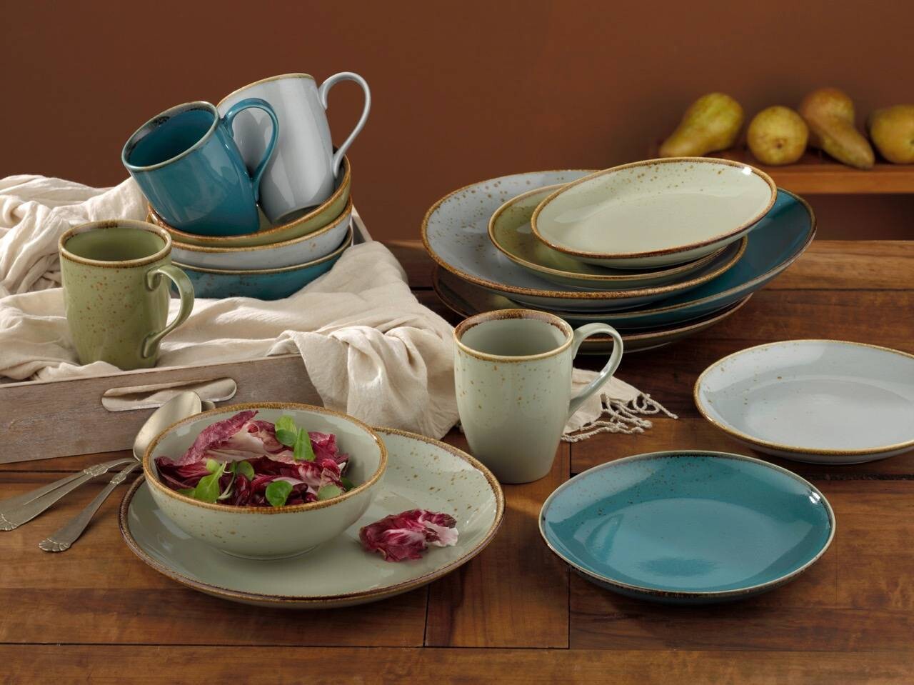 CreaTable Kombiservice NATURE COLLECTION multicolor Steingut 16 tlg.