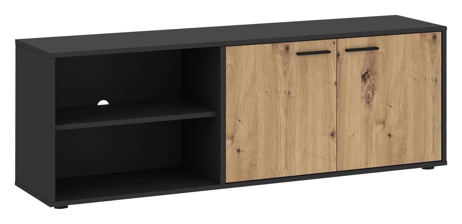 TV-Lowboard WILMA Eiche Artisan Nachbildung anthrazit B/H/T: ca. 140x50x40 cm