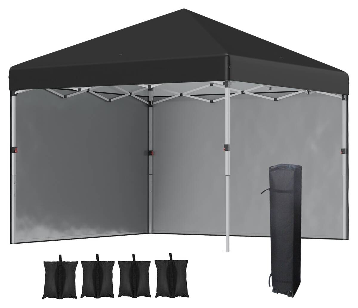 Outsunny Pavillon schwarz Polyester B/H/L: ca. 297x297x274 cm