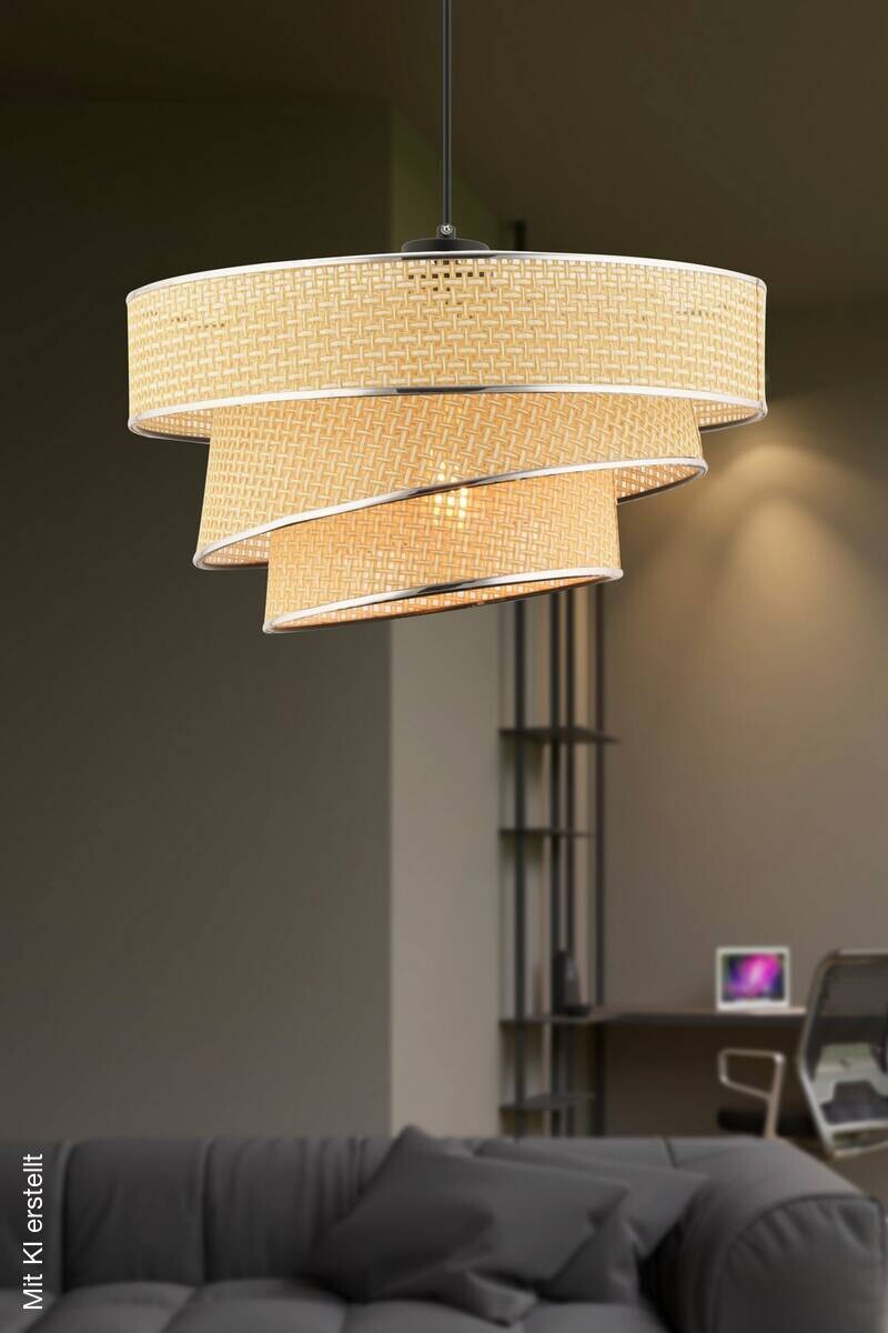 Opviq Pendelleuchte Couper kamel Baumwolle Metall B/H/L: ca. 40x72x40 cm E27 1 Brennstellen