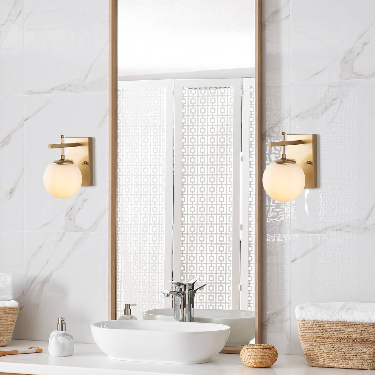 Opviq Wandleuchte gold Metall Glas B/H/L: ca. 20x15x15 cm E14 1 Brennstellen