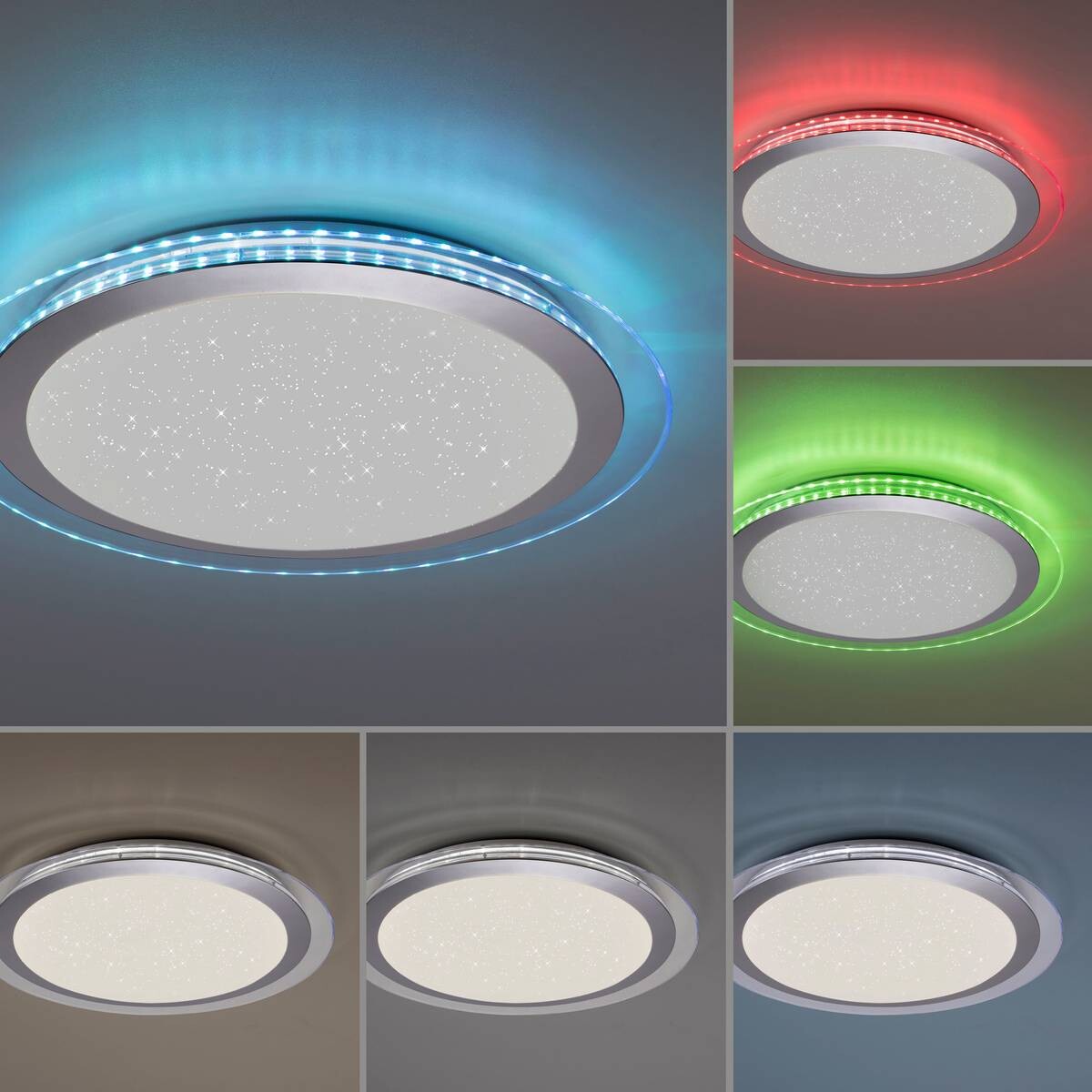 Just Light LED-Deckenleuchte Cyba klar silber Kunststoff Metall H/D: ca. 8x45 cm 2 Brennstellen