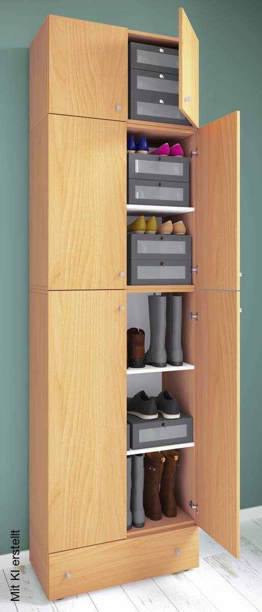 Schuhschrank Lona buche Nachbildung weiß B/H/T: ca. 70x240x39 cm