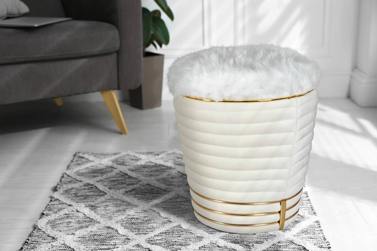 360 Living Hocker Doric 300 elfenbein gold H/D: ca. 50x42 cm