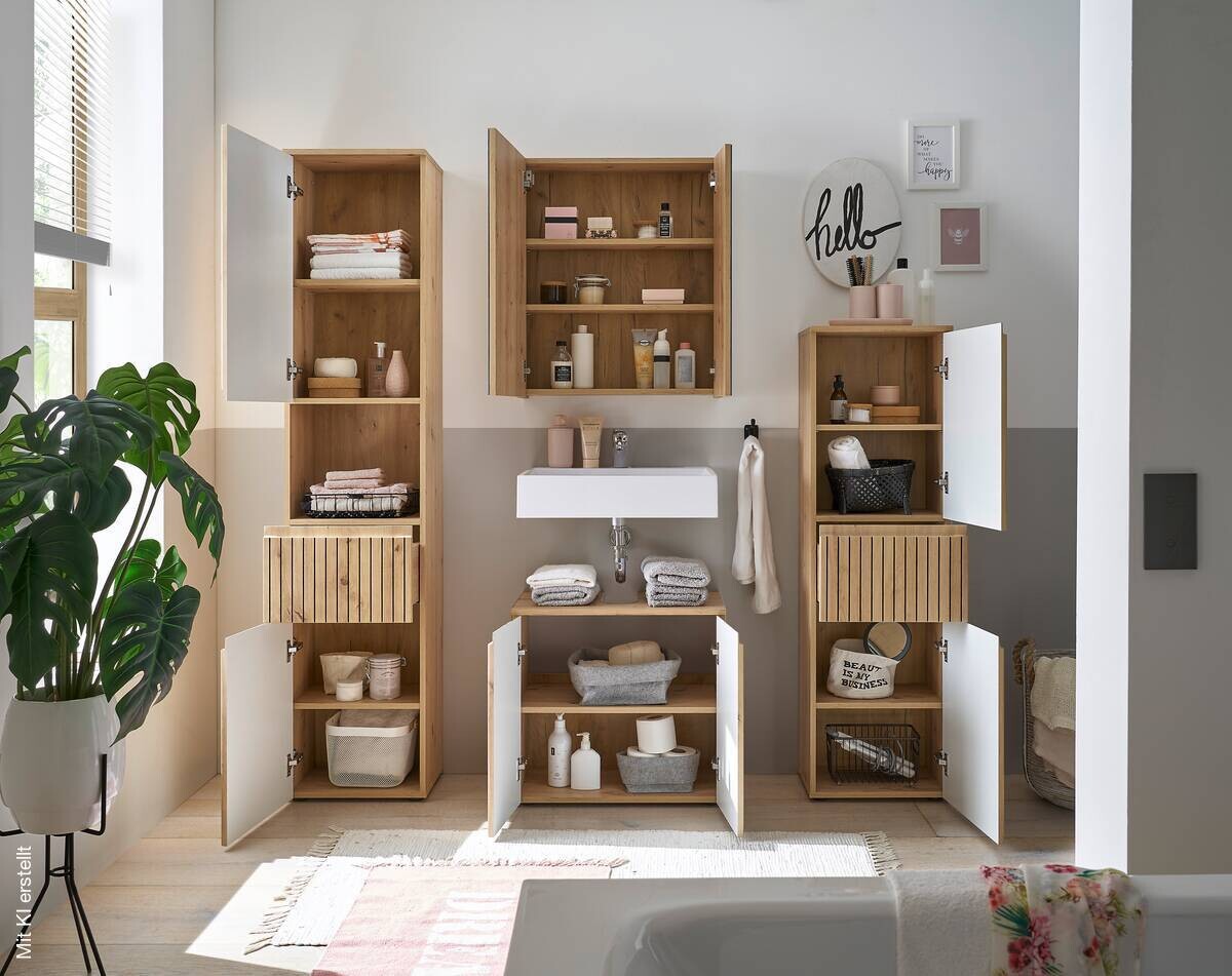 Waschbeckenunterschrank Austin Artisan Oak Nachbildung B/H/T: ca. 60x57x36 cm