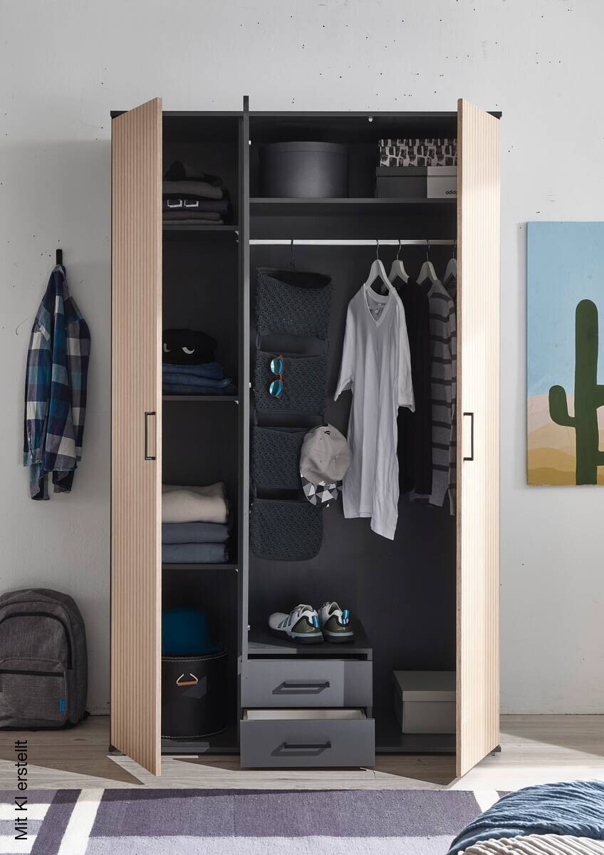 Kleiderschrank Laurie Graphit B/H/T: ca. 120x196x54 cm