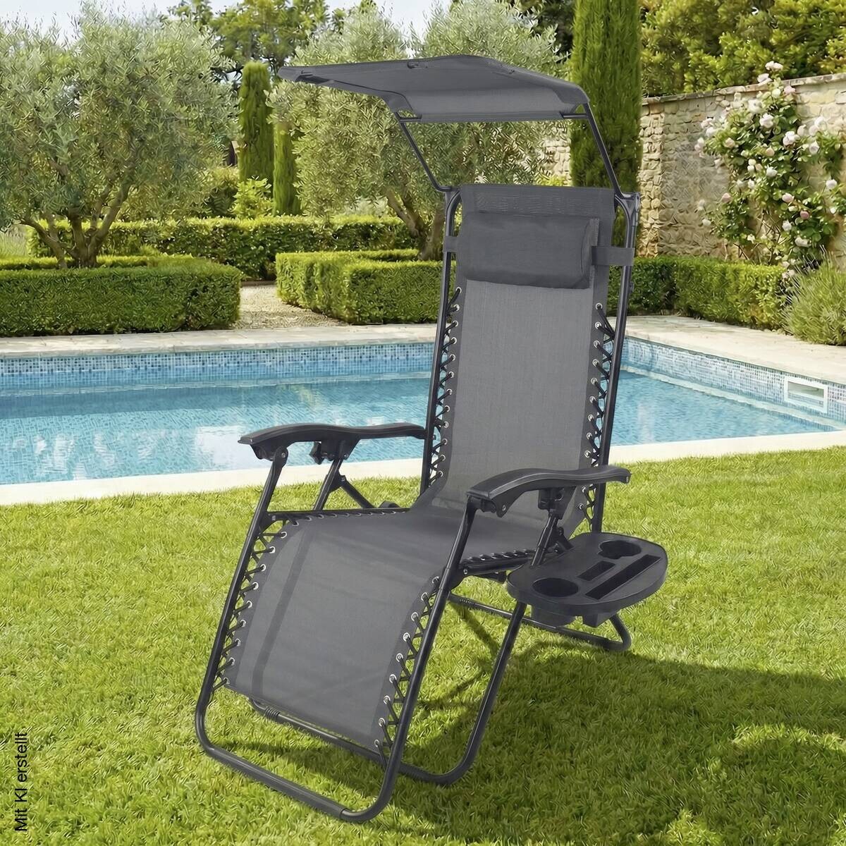 Gartenliege grau Stahl B/H/L: ca. 64x107x160 cm