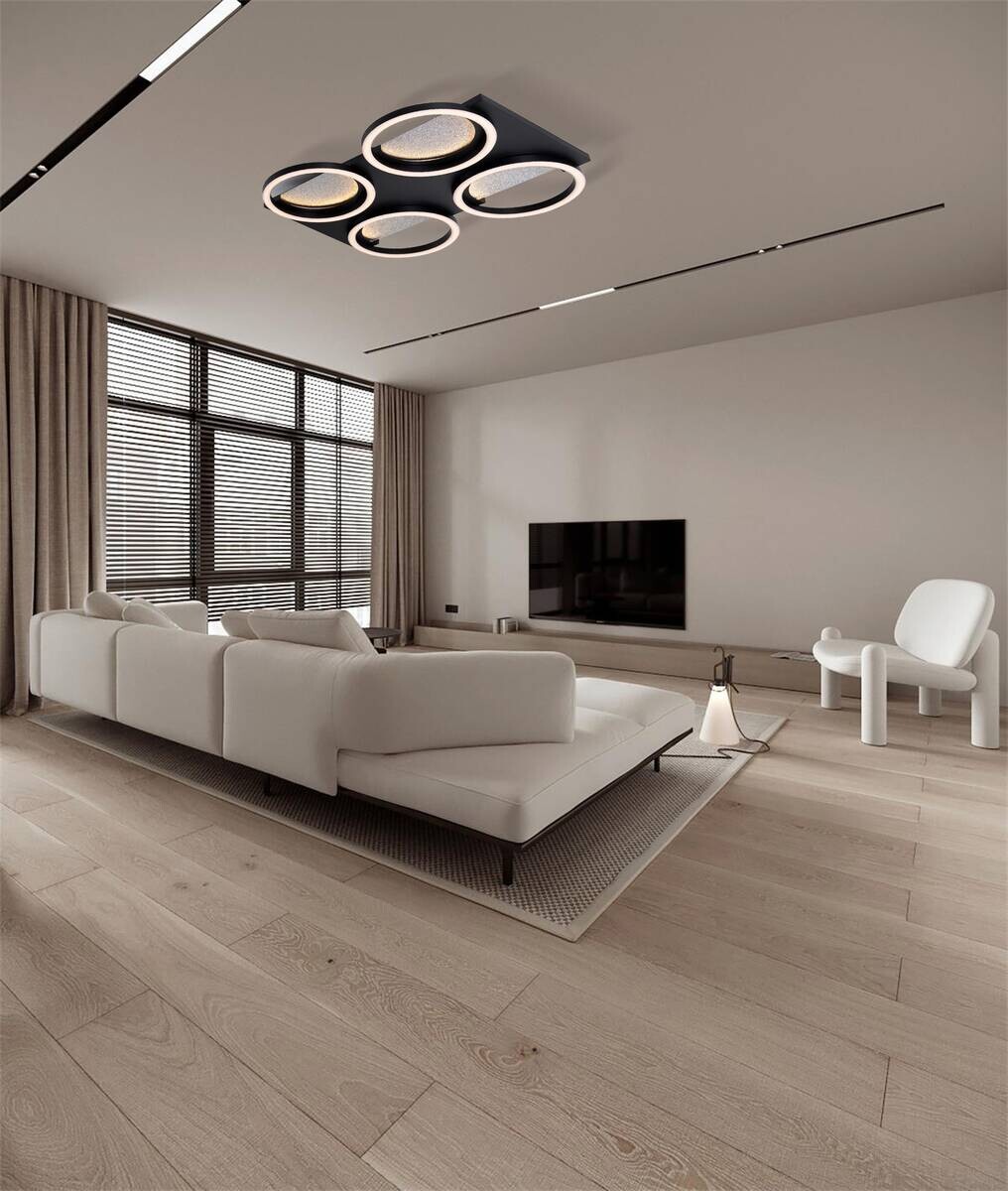 POCOline LED-Deckenleuchte Arietty schwarz Metall Kunststoff B/H/L: ca. 44,5x7x48 cm