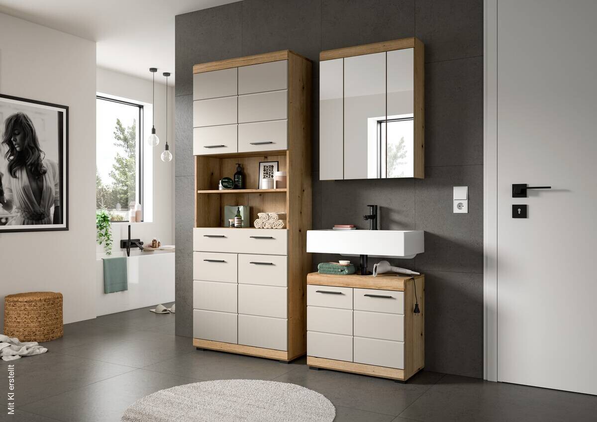 Badezimmer-Set Scout Evoke Oak Nachbildung Kaschmirgrau Nachbildung B/H/T: ca. 149x191x34 cm