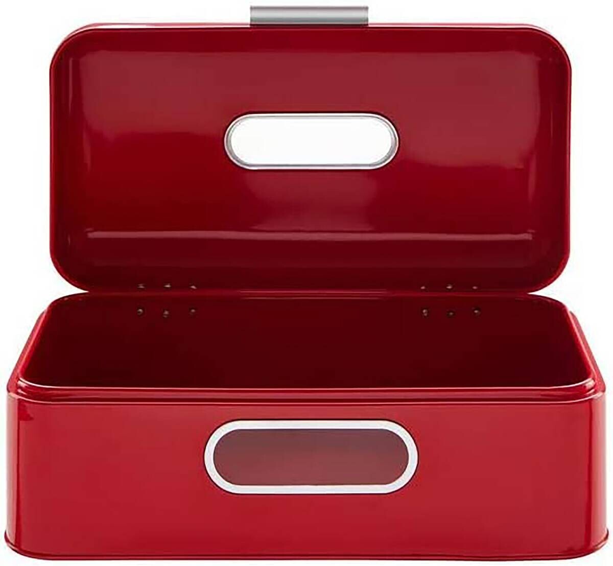 ECHTWERK Brotkasten Retro rot Metall B/H/L: ca. 23,8x17x42,5 cm