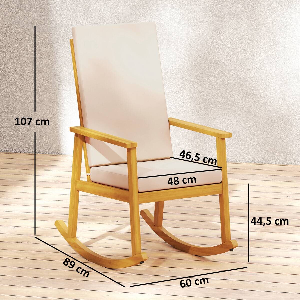 Outsunny Schaukelstuhl natur Polyester B/H/L: ca. 60x107x89 cm