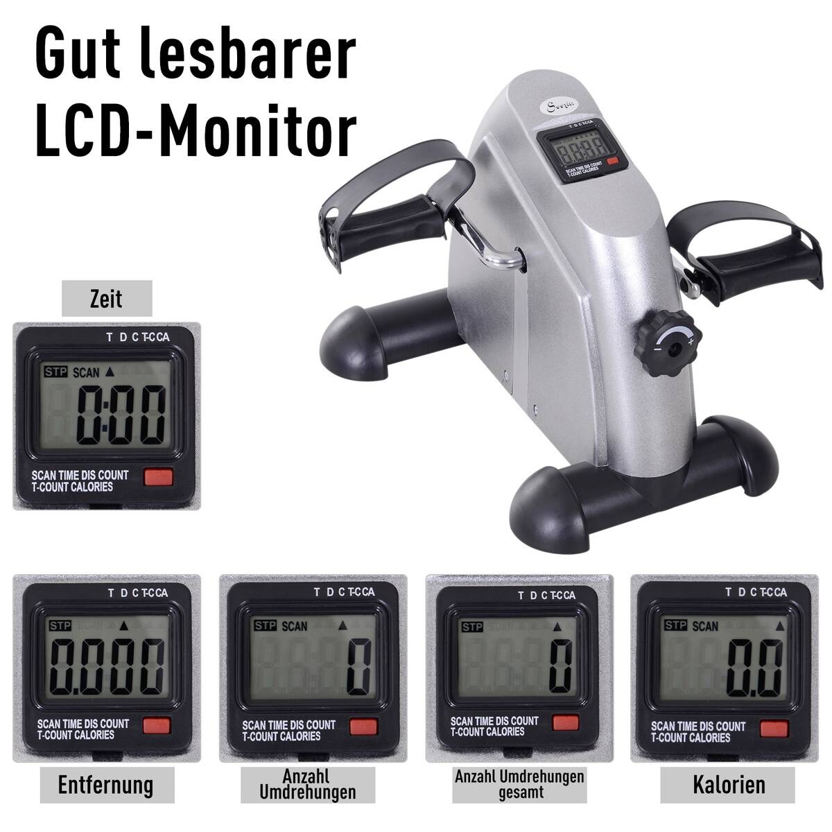 HOMCOM Pedaltrainer silber Metall B/H/T: ca. 39x31x40 cm