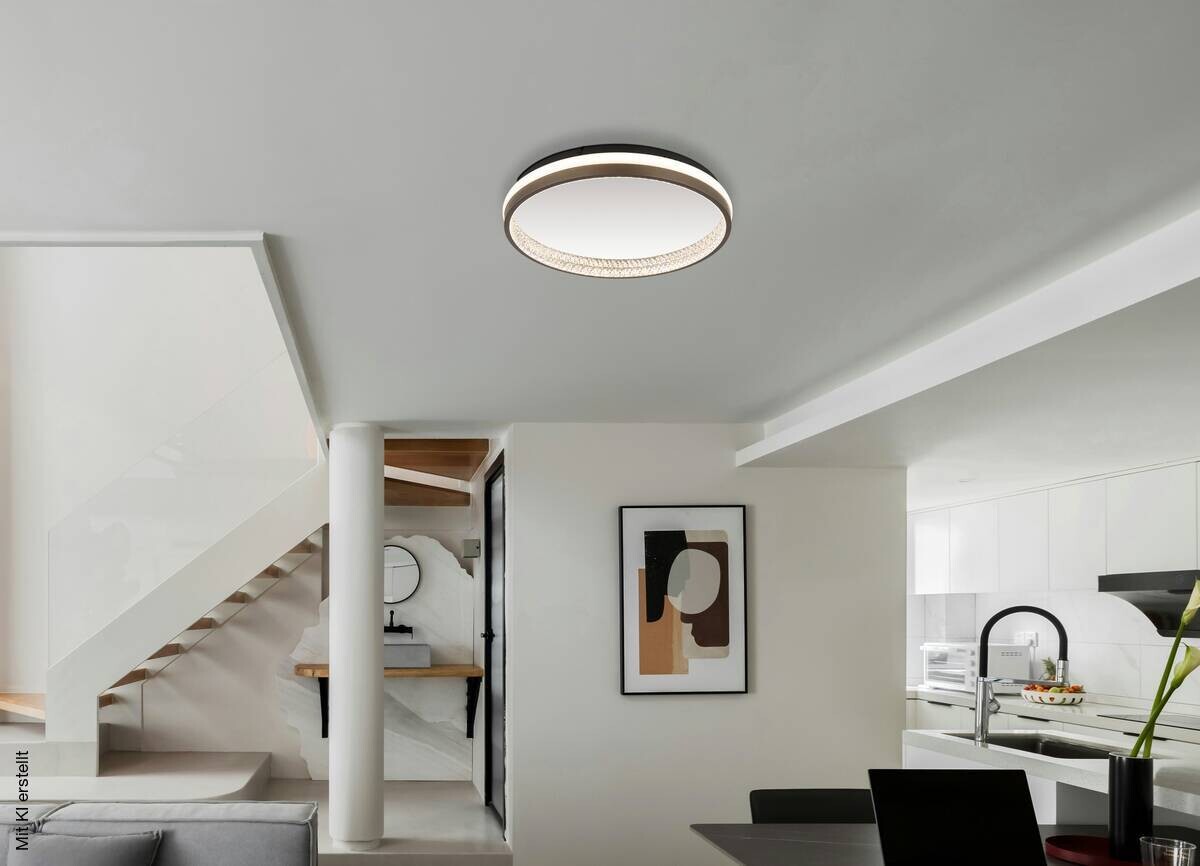 GLOBO LED-Deckenleuchte Opal dunkelgrau mattschwarz Kunststoff Metall H/D: ca. 6x39,7 cm 1 Brennstellen