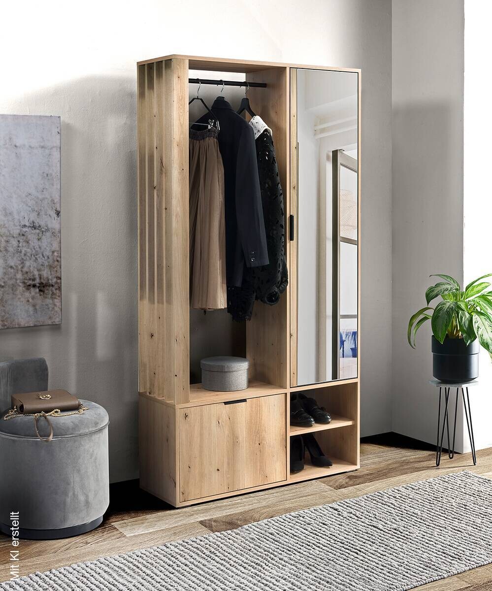 Garderobe EMILO Eiche Wotan Nachbildung B/H/T: ca. 100x189,4x33 cm
