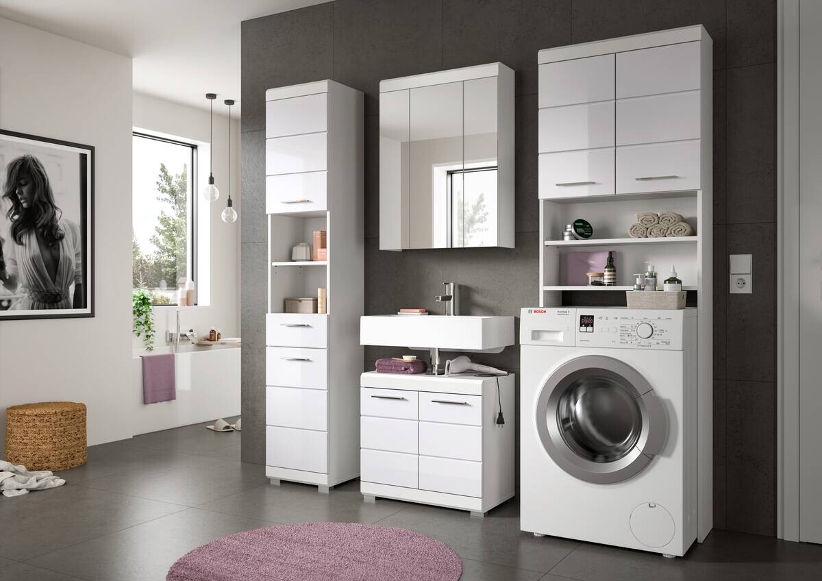 Badezimmer-Set Scout weiß weiß Hochglanz B/H/T: ca. 190x191x34 cm