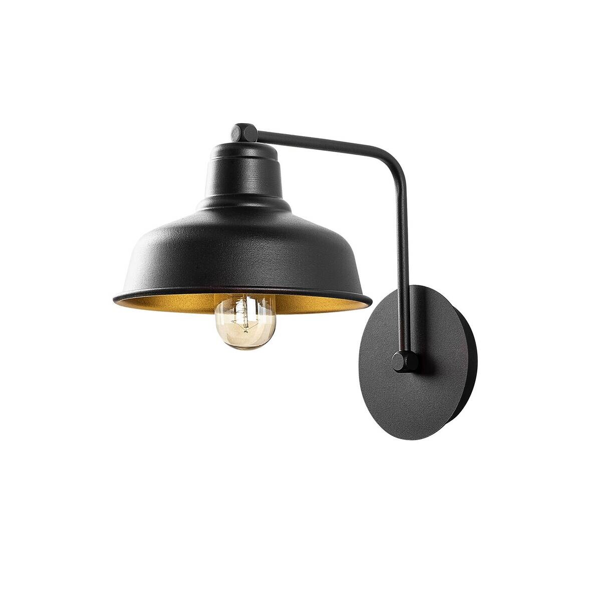 Opviq Wandleuchte schwarz Metall B/H/L: ca. 27x24x19 cm E27 1 Brennstellen