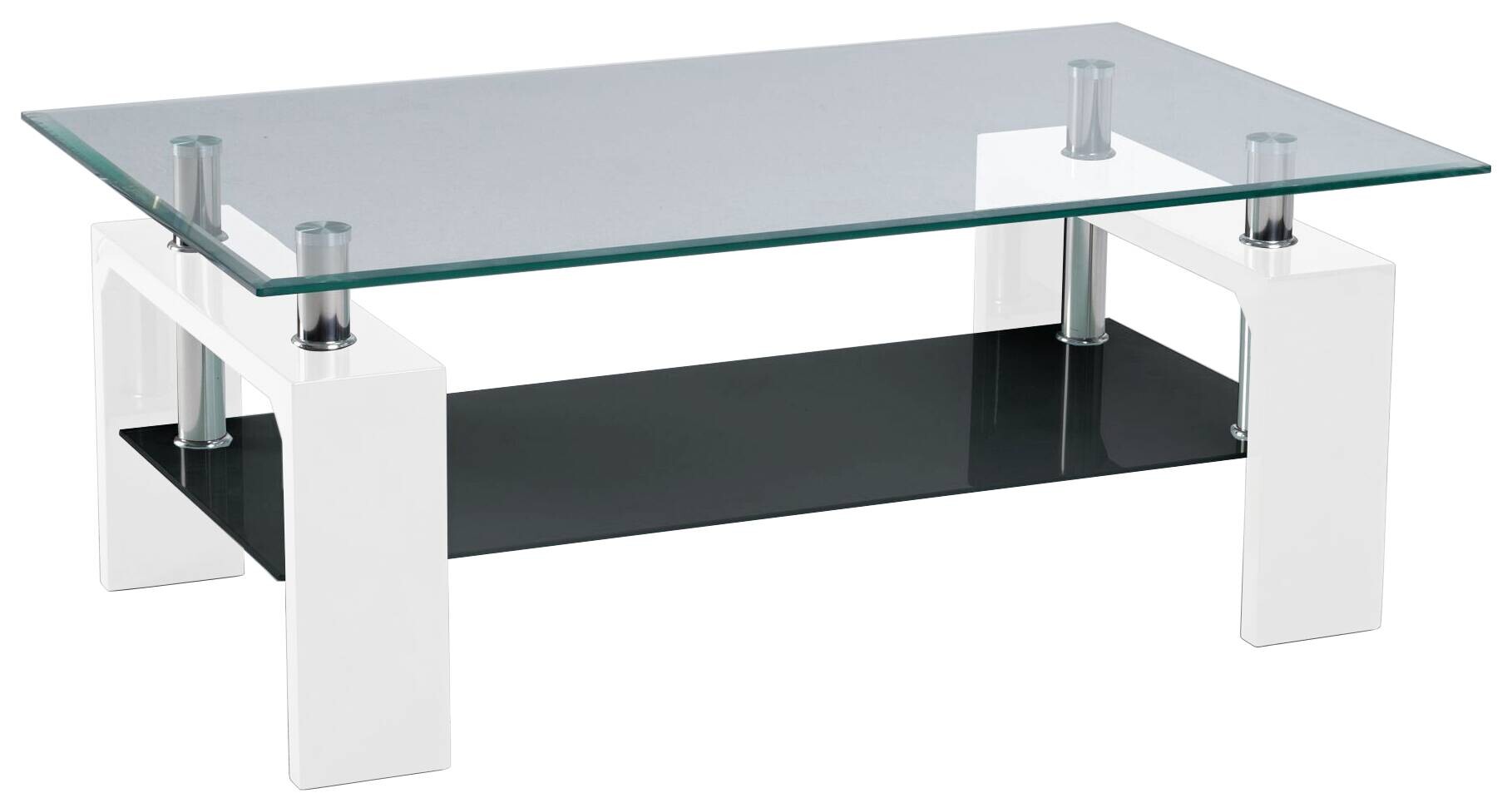 Glascouchtisch Modena glasklar weiß Hochglanz B/H/T: ca. 100x45x60 cm