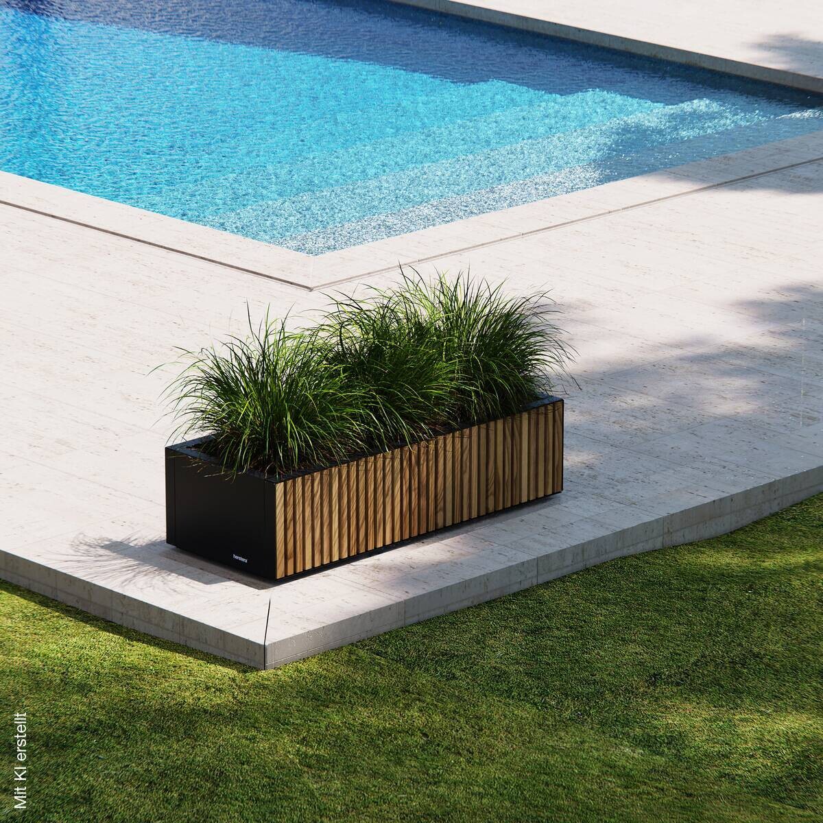 Herstera Garden Pflanzkübel Deco Planter Xic schwarz Holz B/H/L: ca. 100x25x40 cm