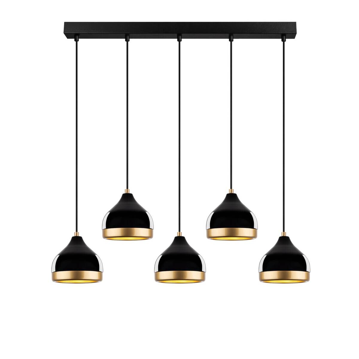 Opviq Pendelleuchte Yldo schwarz B/H/T/L: ca. 90x111x17x90 cm E27 5 Brennstellen