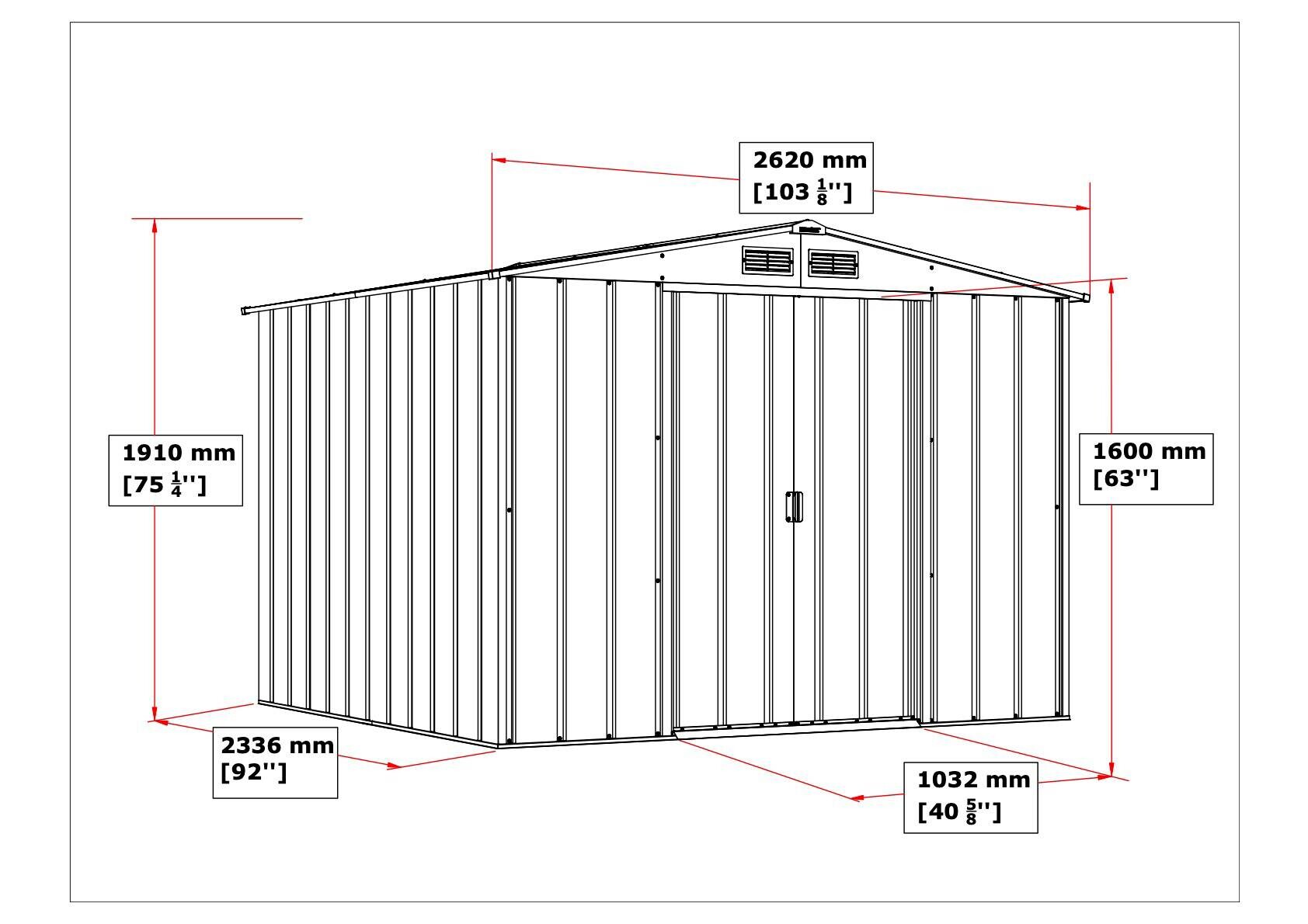 VCM Gerätehaus anthrazit B/H/L: ca. 262x191x234 cm