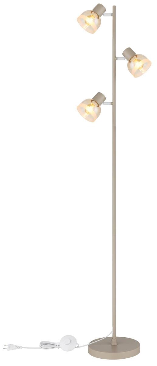 GLOBO Stehleuchte sand amber Metall Glas B/H/L: ca. 23x154x25 cm E14 3 Brennstellen