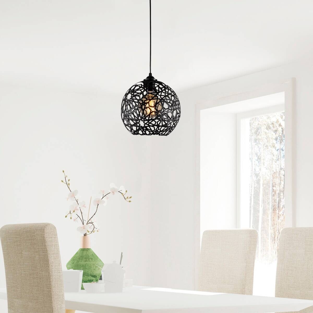 Opviq Pendelleuchte Fellini schwarz Eisen B/H/T/L/D: ca. 25x119x25x25x25 cm E27 1 Brennstellen