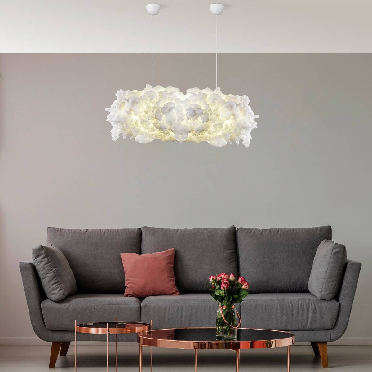 Opviq Pendelleuchte Serene weiß B/H/T/L: ca. 90x80x45x90 cm E27 1 Brennstellen