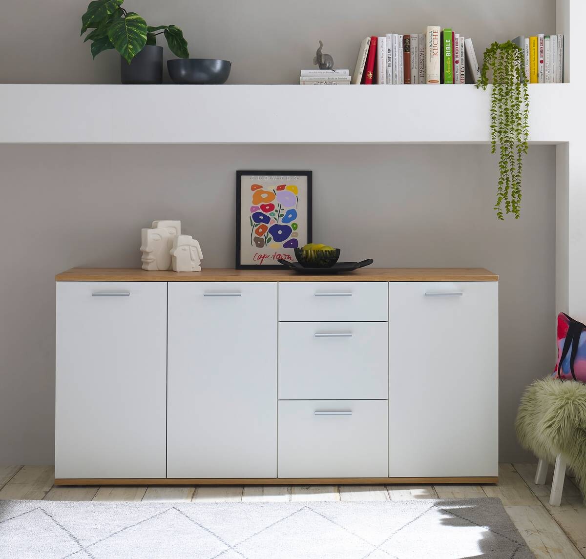 Sideboard BC 1035 weiß Eiche Artisan Nachbildung B/H/T: ca. 180x86x38 cm