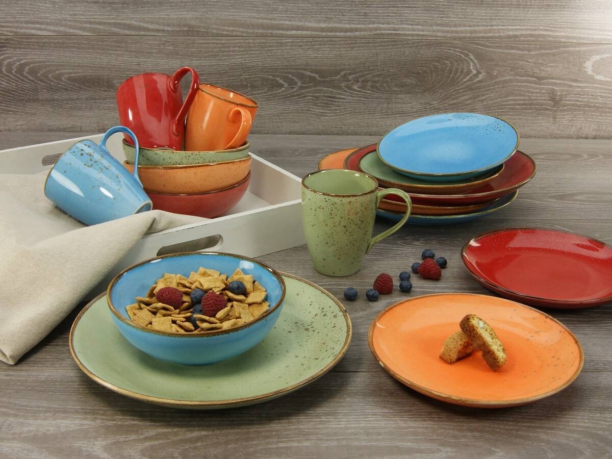 CreaTable Kombiservice NATURE bunt Steinzeug 16 tlg.