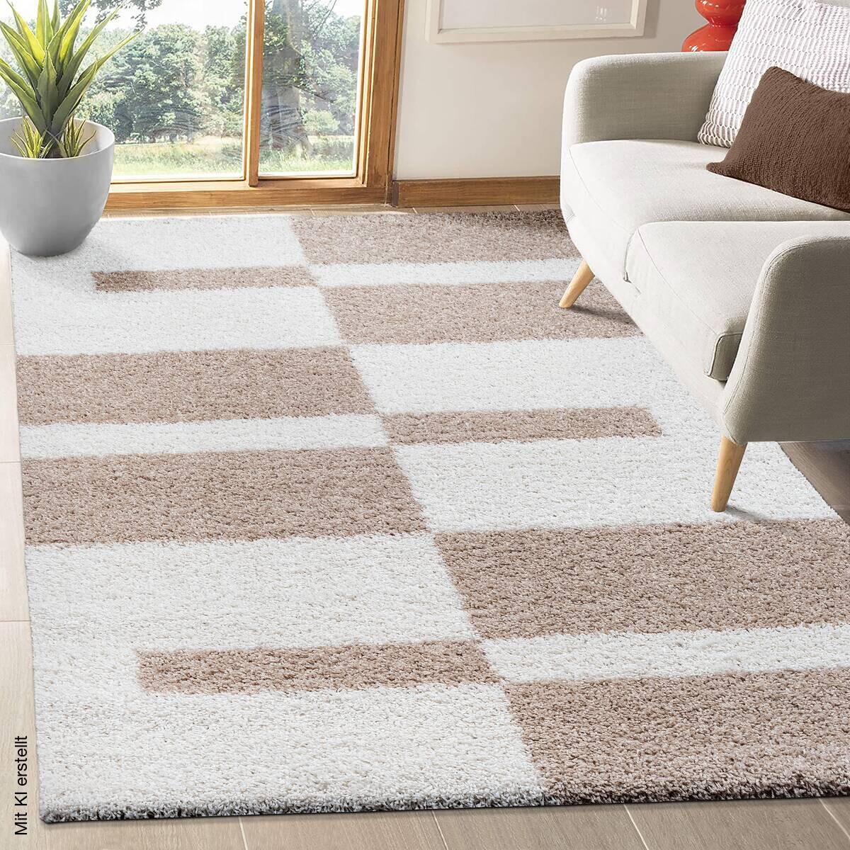 Sanat Hochflorteppich MILANO beige B/L: ca. 80x200 cm
