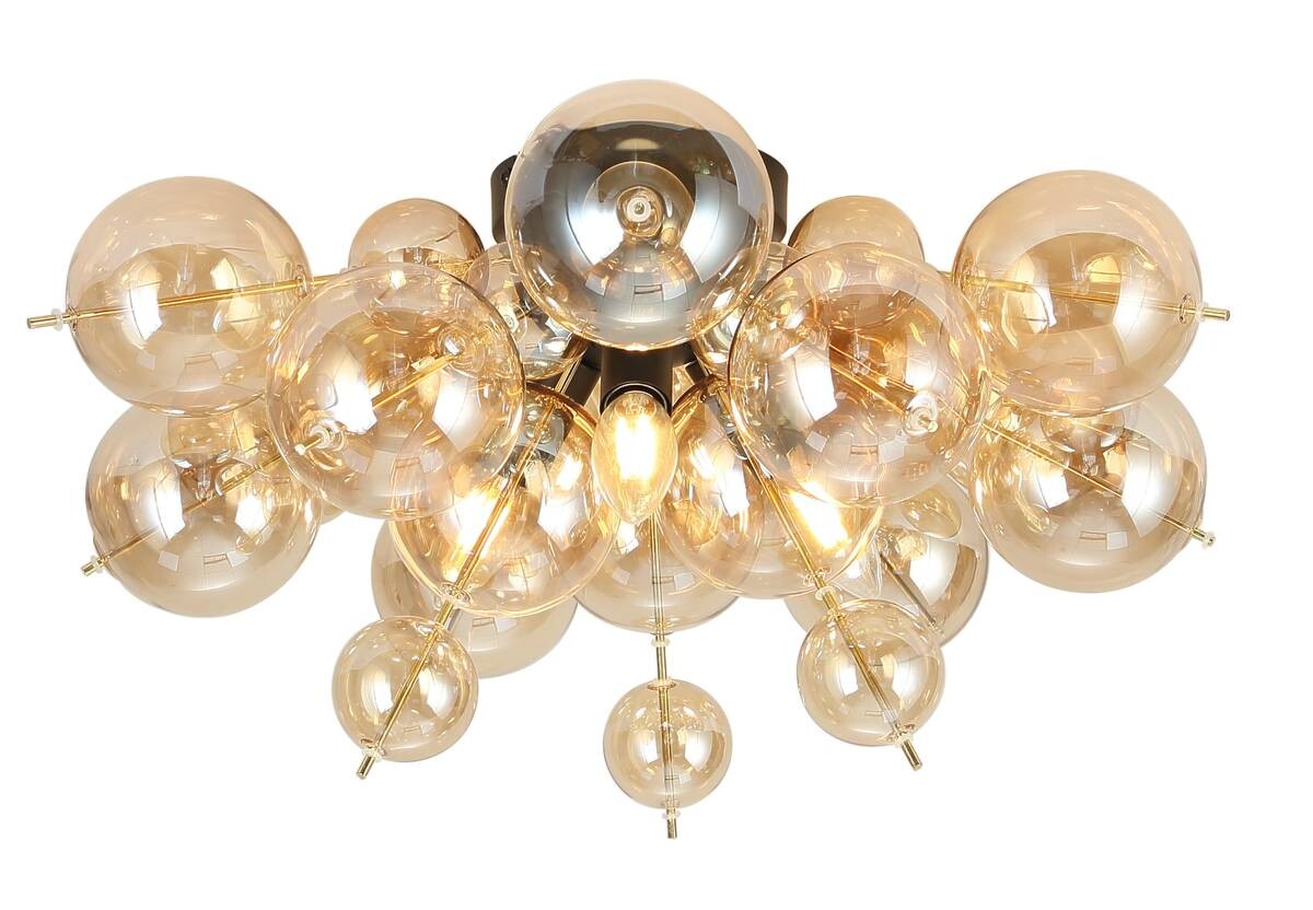 GLOBO Deckenleuchte mattschwarz Glas Metall H/D: ca. 28x55 cm 3 Brennstellen